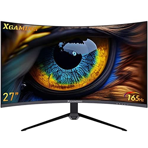 memzuoix 27 Inch 1500R Curved Gaming Monitor - Ultra-Wide QHD 2560x1440, 144Hz 165Hz, 1ms Response Time, FreeSync, 100% sRGB, HDMI/DP PC Display Built-in Speakers& RGB Lights, VESA Mount, Black