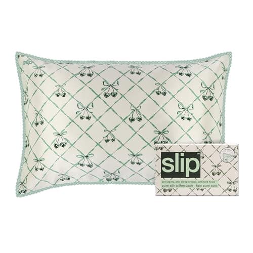 slip Queen Silk Pillowcase – Wintergreen Limited Edition with Lace Trim – 100% Pure Mulberry Slipsilk™ – Anti-Aging, Anti-Frizz, Anti-BedHead