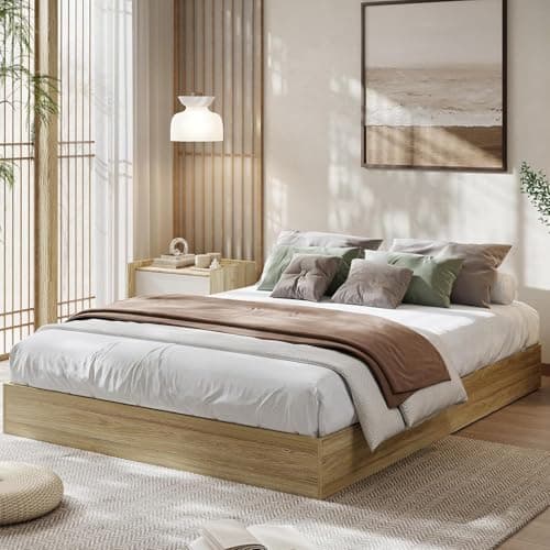 GarveeHome Queen Size Wood Platform Bed Frame, Wooden Bed Frame Without Headboard, Wood Slat Support, No Box Spring Needed, Easy Assembly