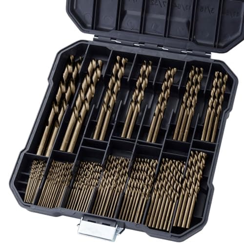 Sinyeenglon Cobalt Drill Bit Set for Hardened Metal and Stainless Steel, 99Pcs M35 High Speed Steel Twist Jobber Metal Drill Bits 1/16"-3/8", with Plastic Index Storage Case
