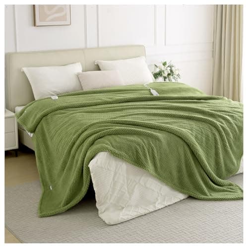LunaHush Heated Blanket Electric Blanket King Size, 90" x 100" Fast Heating Blanket with Dual Control 8 Heating Levels & 10 Hours Auto Off, Machine Washable, ETL & FCC Certification, Green