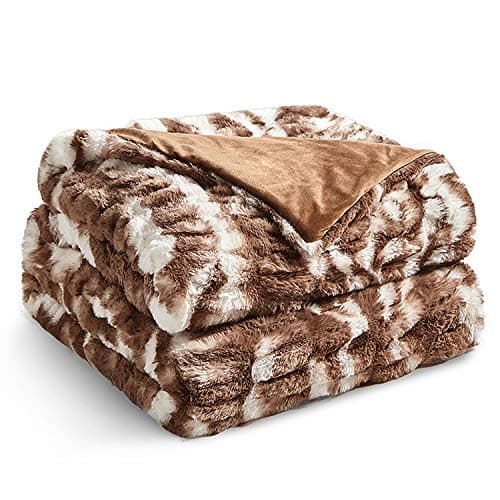 YnM Fluffy Faux Fur Weighted Blanket (Coffee, 50''x60'' 10lbs) Luxury & Fuzzy Weighted Blanket Throw