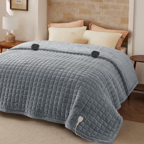 Bedsure Electric Blanket King Size - Dual Control Heated Weighted Blanket King with 10 Heat Settings, Fast Heating with 10 Time Settings (100x90 inches, Formal Gray)