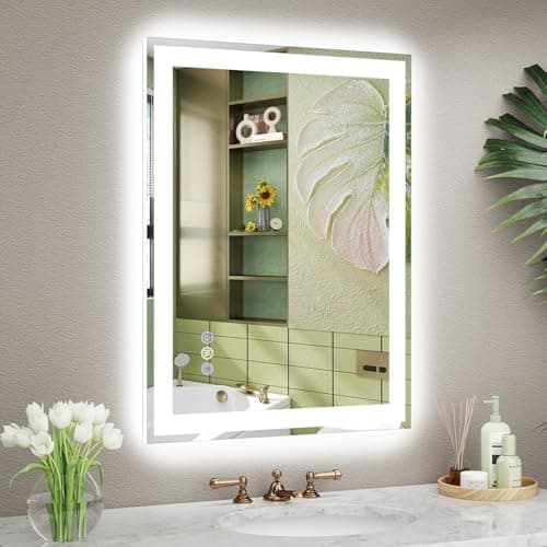 Callsky 24x32 LED Bathroom Mirror with Lights, Super Bright Front & Backlit Vanity Mirror for Wall, Anti-Fog & Memory Smart Mirror, 5mm Shatter-Proof Tempered Glass, ETL Listed, Vertical/Horizontal