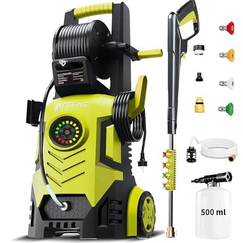 2026new Pressure Washer 5000PSI with Adj-8-Level Touch Screen, 34" Tall Power Washer, 4 Quick Connect Nozzles, Inlet Hose&Filter&500mlFoam Cannon for Cars/Fences/Driveways,Light Green