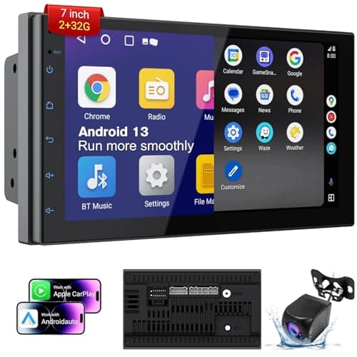 Haudio 7 Inch Double Din Car Stereo with Wireless Apple CarPlay & Android Auto, 2+32G Android 13 Car Radio, Bluetooth, GPS Navigation, FM AM RDS, IPS Touchscreen, Backup Camera Ready