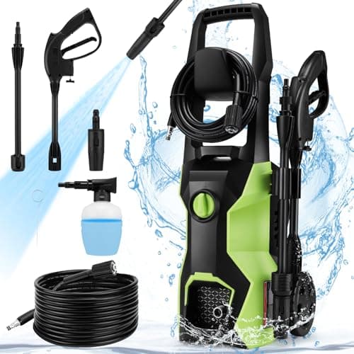 TEANDE Electric Pressure Washer, 1.8GPM Electric Pressure Washer, 1700W Power Washer Electirc Powered with Adjustable Nozzles & 500ML Foam Canon & 20FT Hose for Home Car Yard Garden Fence, Green