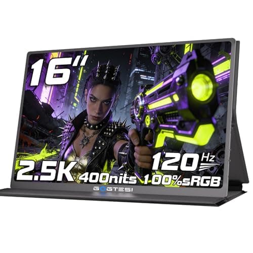 gogtesi 16 Inch 120Hz Portable Gaming Monitor, 100% sRGB 2.5K QHD 400nits Portable Monitor with HDR, Ultra Slim, Eye Care, External Second Screen for Laptop, PC, PS5, Mac, Xbox