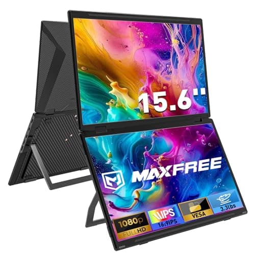 Maxfree M3 Laptop Screen Extender, 1080P FHD 15.6" Portable Dual Monitor with Type-C, HDMI, Plug & Play, VESA Mountable, Folding Dual Monitor for Laptop/PC/Windows/Mac(M1/M2/M3 Chip)/Phone/Ps4/Switch