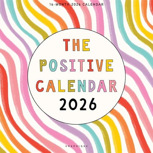 Graphique 2026 The Positive Calendar Wall Calendar | 12” x 12” | Thick Paper | Home & Office Organizer | Large Monthly Grid | 3 Languages & Marked Holidays | 4 Month Preview Page for 2027