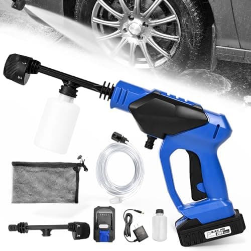 Cordless Pressure Washer, Cordless Power Washer with 20V 40Wh Rechargeable Battery & Charger & 6-in-1 Nozzle, Portable Power Cleaner for Car, Home Cleaning & Garden Watering (Blue)