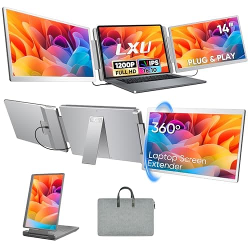 Laptop Screen Extender, FHD 1200P 16:10 IPS Portable Monitor for Laptops 12~16.2 inch, 14" Triple Screen Laptop Monitor Extender Display, Plug & Play with USB-C HDMI for Windows/MacBook/Switch/PS5