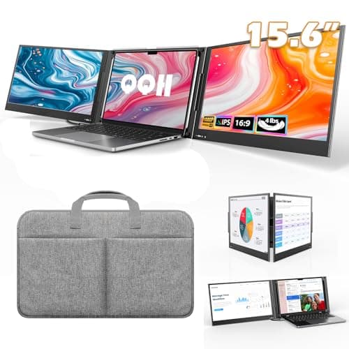 QQH 15.6" Laptop Screen Extender, 1080P Triple Portable Monitor for Laptop with Ultra-Slim IPS Display, USB-C Plug and Play Extended Screen Compatible with MacOS, Windows, Android for 12-16" Laptops
