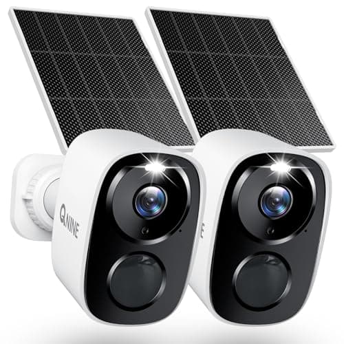 QNINE Solar Security Camera Wireless Outdoor, 2 Pack 2K Cameras for Home Security with 5G & 2.4G WiFi, Color Night Vision, PIR Motion Detection, 2-Way Audio, IP66 Waterproof, Cloud/TF Storge