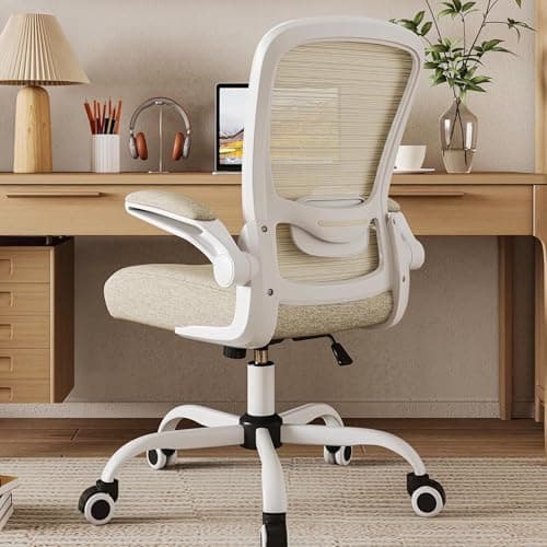 Mimoglad Home Office Chair, High Back Desk Chair, Ergonomic Mesh Computer Chair with Adjustable Lumbar Support and Thickened Seat Cushion (Modern, Beige)