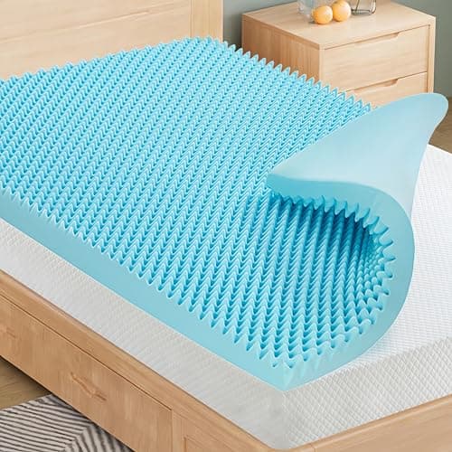 GJQ 4 Inch Egg Crate Mattress Topper Twin Size,Memory Foam Mattress Topper, Pressure Relief & Cooling Gel Infused Mattress Pad, Twin EggCrate Foam Pad for Support,Bed Topper,CertiPUR-US Certified,Blue
