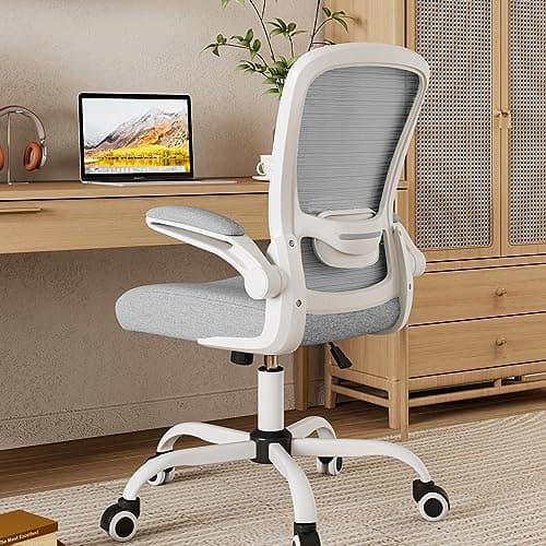 Mimoglad Ergonomic High Back Mesh Office Chair, Adjustable Lumbar Support, Thickened Seat Cushion (Modern, Moon Gray)