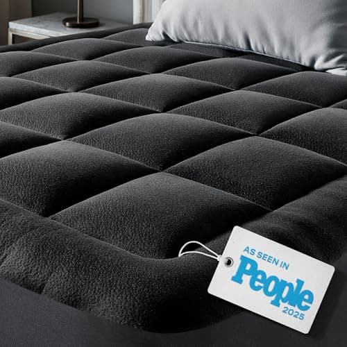 Ultra Soft King Size Mattress Topper - Viscose Made from Bamboo Pillow Top Mattress Pad for Back Pain Relief - Naturally Cooling for Hot Sleepers, Black