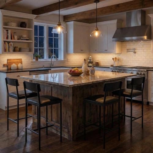 IDEALHOUSE Bar Stools Set of 4, Kitchen Bar Stools with Footrest, 25.5 Inches Upholstered Barstools with Back, 4 Counter Height Bar Chairs for Counter Bar, Island, Easy Assembly, Rustic Black