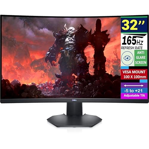 Dell 32" QHD VA Gaming Monitor 165Hz Display with 1 ms (MPRT), FreeSync Premium, Anti-Glare, Flicker Free, VESA Mount (100x100mm), 99% sRGB, HDMI, DisplayPort, Black (2026 Latest Model)