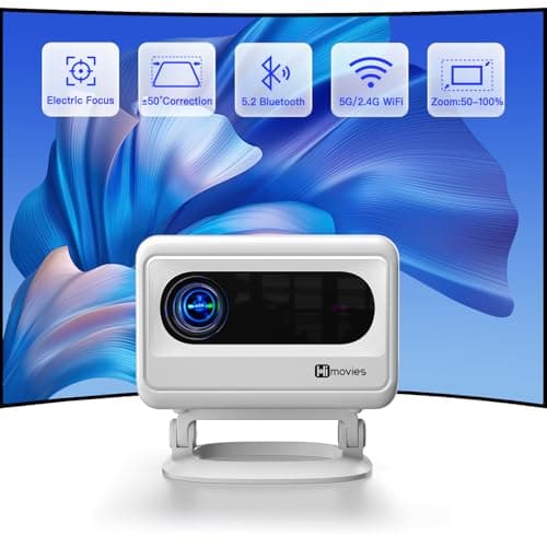 AuKing Projector,2025 Upgraded Projector with Wifi and Bluetooth, ±50° Vertical Keystone, FHD 1080P Movie Projector Compatible with HDMI/USB/AV/Smartphone/TV Box/Laptop