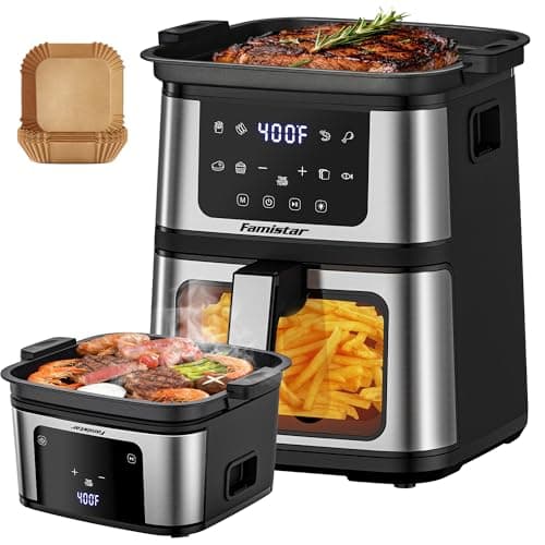 Air Fryer Oven, 10-in-1 7.5Qt Multifunction Air Fryer with Digital LED Touch Screen, 10 Preset Cookings, Dishwasher-Safe Basket, 95% Less Oil, Nonstick Dishwasher-Safe Basket, 100Pcs Liner