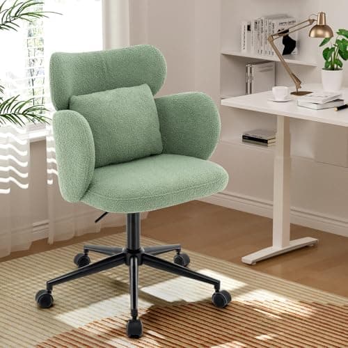 Home Office Chair Swivel Desk Chair Adjustable Computer Chair Vanity Chair Accent Armchair with Rolling Wheels for Living Room Bedroom (Green)