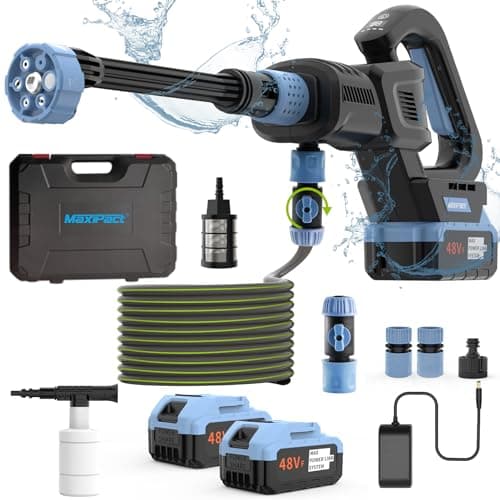 MAXIPACT Brushless Cordless Pressure Washer, 1100-PSI Portable Pressure Washer with 2 Batteries, 3-Speed Adjustment LCD TouchScreen/6 in 1 Nozzle, 4.0Ah Battery Pressure Washer for Car/Garden