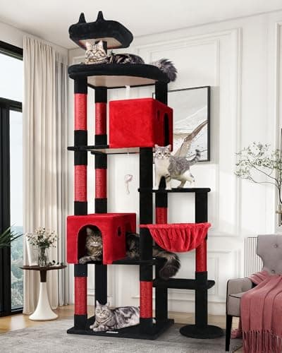 Globlazer Gothic Giant Cat Tree, 83 inch Goth Cat Tree for Indoor Cats Large Adult, XXL Cat Tower with 9 Scratching Posts for 20lb+ Heavy Duty Large Adult Cats, F83, Blood-Goth