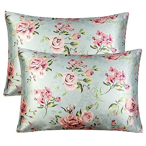 BEDELITE Floral Digital Printing Satin Pillowcase Set of 2, 20x26 Inches, Blush Color, Polyester Fabric, Envelope Closure, Machine Washable