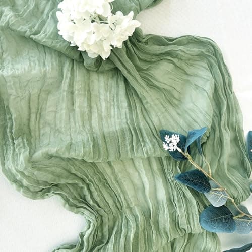 Cheesecloth Table Runner Sage Green 10Ft Gauze Table Runners Boho Rustic Sheer Cheese Cloths Table Runner for Wedding Baby Bridal Shower Decorations Birthday Christmas Doilies Combo