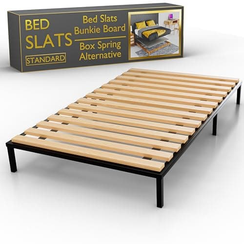Treaton, 0.68-Inch Horizontal Wooden Bunkie Board/Bed Slats, 72" x 54", Beige