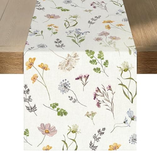 Audree Floral Table Runner - Wildflower Spring Runner 72 Inches Long - Elegant Farmhouse, Dining, Coffee Table Decor - Perfect for Spring, Easter, Party Decorations for Home