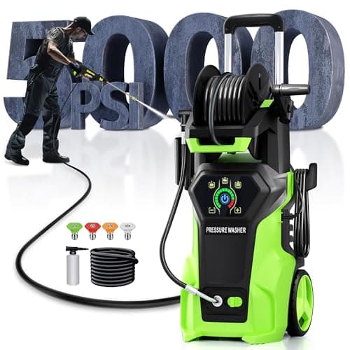 Electric Pressure Washer 5000 PSI - 3.2GPM Power Washer with 4 Quick Connect Nozzles & Foam Cannon, 2000W High Pressure Cleaner Machine for Cars/Fences/Driveways/Patios/Home Cleaning (Green)