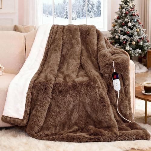 AEPINBH Electric Blanket - Heated Blanket with 6 Heating Levels, 4 Hour Auto Off, Ultra Soft, Overheat Protection, ETL Certified (Brown, 50"X60")