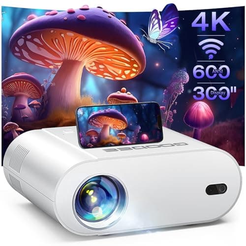 GooDee Smart Viedo Projector 4K with WiFi and Bluetooth, 1000ANSI Brightness Auto Keystone Focus Mini Movie Projector Portable for Home Theather Indoor/Outdoor