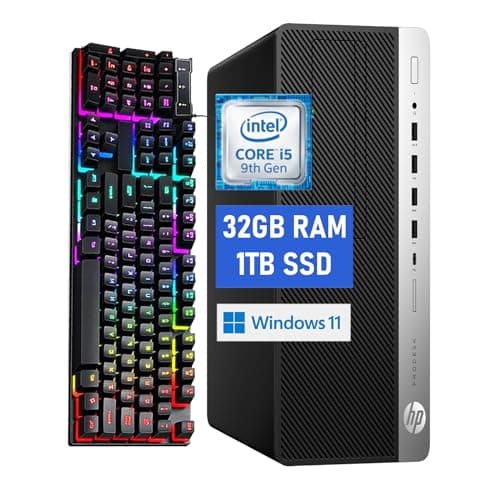 HP ProDesk 600G5 SFF Desktop Computer PC, 600G5 Computer 9th Processor, 32GB RAM 1TB Solid State Drive, USB WiFi, Bluetooth, Windows 11 (Renewed)