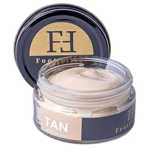 FootFitter 1.5 oz Premium Professional Shoe Cream Polish for Leather Boots/Shoes, Made in USA, Multiple Colors Available - Tan