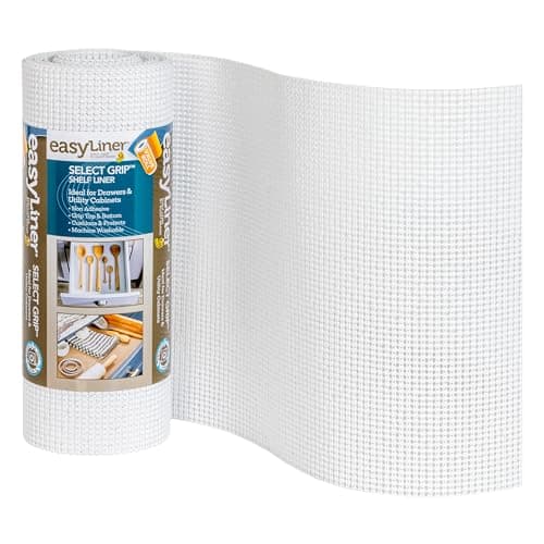 EasyLiner Select Grip Shelf Liner - Easy to Install & Cut to Fit - Non Slip, Non Adhesive, Drawer Shelf & Cabinet Liner for Kitchen, Bathroom, Pantry Cupboards - 12in. x 24ft. - White