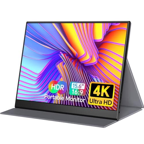 WGK True 4K Portable Monitor - 15.6inch UHD 3840×2160 100% sRGB USB-C HDMI External Second Monitor Portable IPS Screen Computer Display with Speakers for Laptop MacBook Switch PS5/4 Xbox