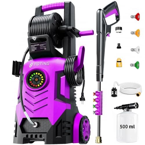 2026Upgraded Pressure Washer 5000PSI with Adjustable Touch Screen 8 Level, 34" Tall, 4 Quick Connect Nozzles,Inlet Hose&Filter&500mlFoam Cannon for Cars/Fences/Driveways/Home Cleaning,Purple