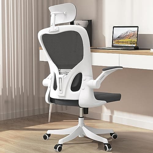 Monhey Office Chair, Ergonomic Office Chair with Lumbar Support & 3D Headrest & Flip Up Arms Home Office Desk Chairs Rockable Computer Chair Multi-Angle from 90° to 130° with 350LBS CapacityChair