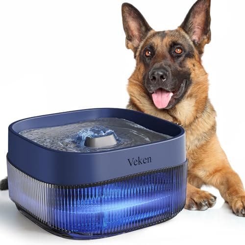 Veken Dog Water Fountain,135oz/4L Dog Water Bowl Dispenser and Automatic Pet Water Fountain for Small to Medium Dogs, Cats & Other Pets, Cat Water Fountain with Replacement Filter(Navy Blue)