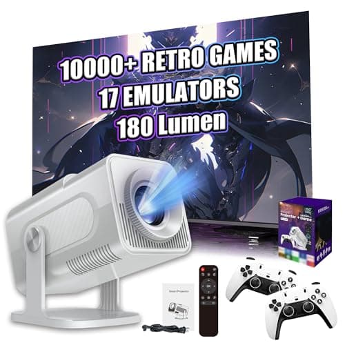 HCS350 MAX Portable Wireless Projector with WIFI & Bluetooth, Game Console Built in 10000+ Game, Android 11 Movie Projector for Outdoor, Home Theater, with Remote Focus Function & Voice remote control