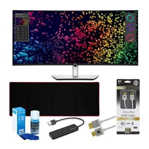 Dell UltraSharp U4025QW 40-Inch Curved Thunderbolt Hub Monitor Bundle with 4-Port USB 3.0 Hub, 8-Feet HDMI Cable, Screen Cleaner, and Extended Mouse Pad (5 Items)