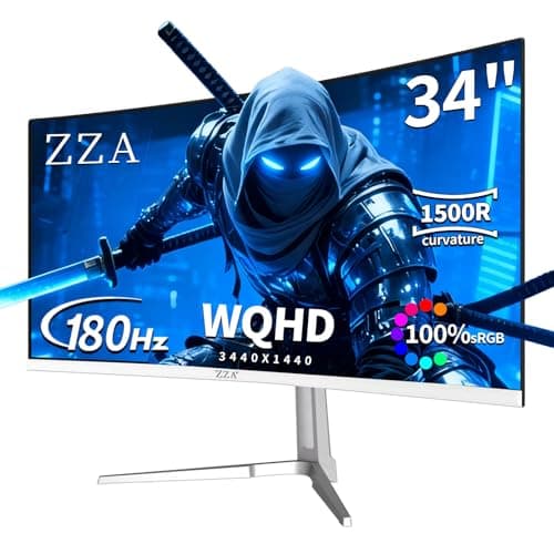 34 Inch White Gaming Monitor/White Curved Monitor/WQHD Ultrawide Monitor,180Hz Refresh Rate, VA Panel, and AMD FreeSync Premium | HDR10 | 100% sRGB | 3440x1440/PBP Mode/LED Lighting Effects