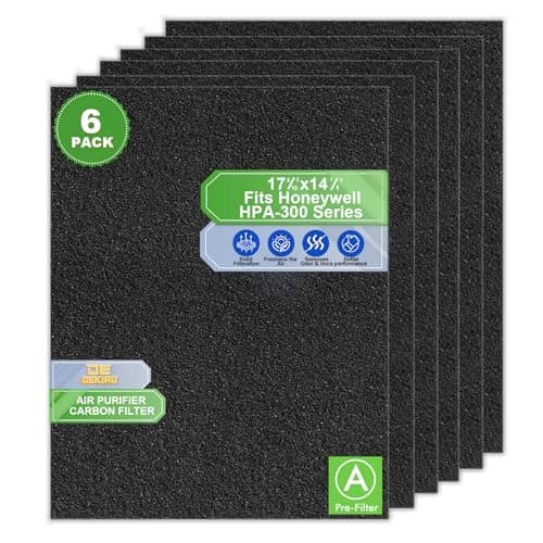 Dekiru Activated Carbon Filter Precut for HPA300 Prefilter Compatible with Honeywell Air Purifier Filter Replacement, Fit for Easy Installation Advanced Filters (6 Pack)