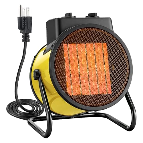 Gulfmew Electric Heater for Indoor Use, 1500W Quick Heating Portable Garage Heater with 90° Adjustable Angle, Space Warmer Suitable for Greenhouse Garage Tent Indoor Outdoor(Yellow,1 Pcs)