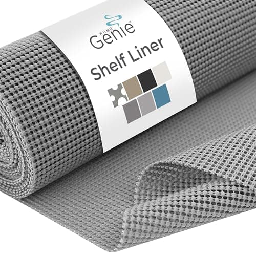 HOME GENIE Shelf Drawer and Cabinet Liner, Durable with Strong Grip, 12 in x 20 FT, Non Adhesive Liners Protect Kitchen Cabinets and Cupboard, Pantry, Bathroom Drawers and Shelves, Desks, Soft Gray