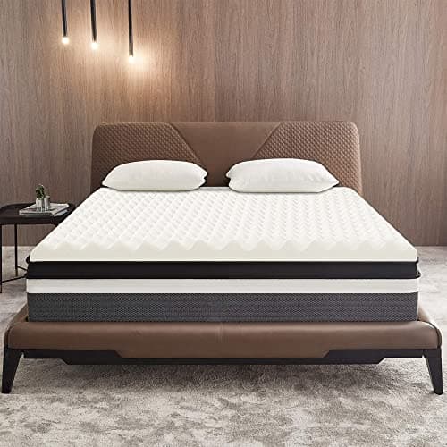 Nutan 1-inch Convoluted Egg Shell Design Mattress Topper | Orthopedic Support for Better Sleeping, Breathable and Soft Bed Toppers for Back Pain and Maintaining Proper Posture, King, White